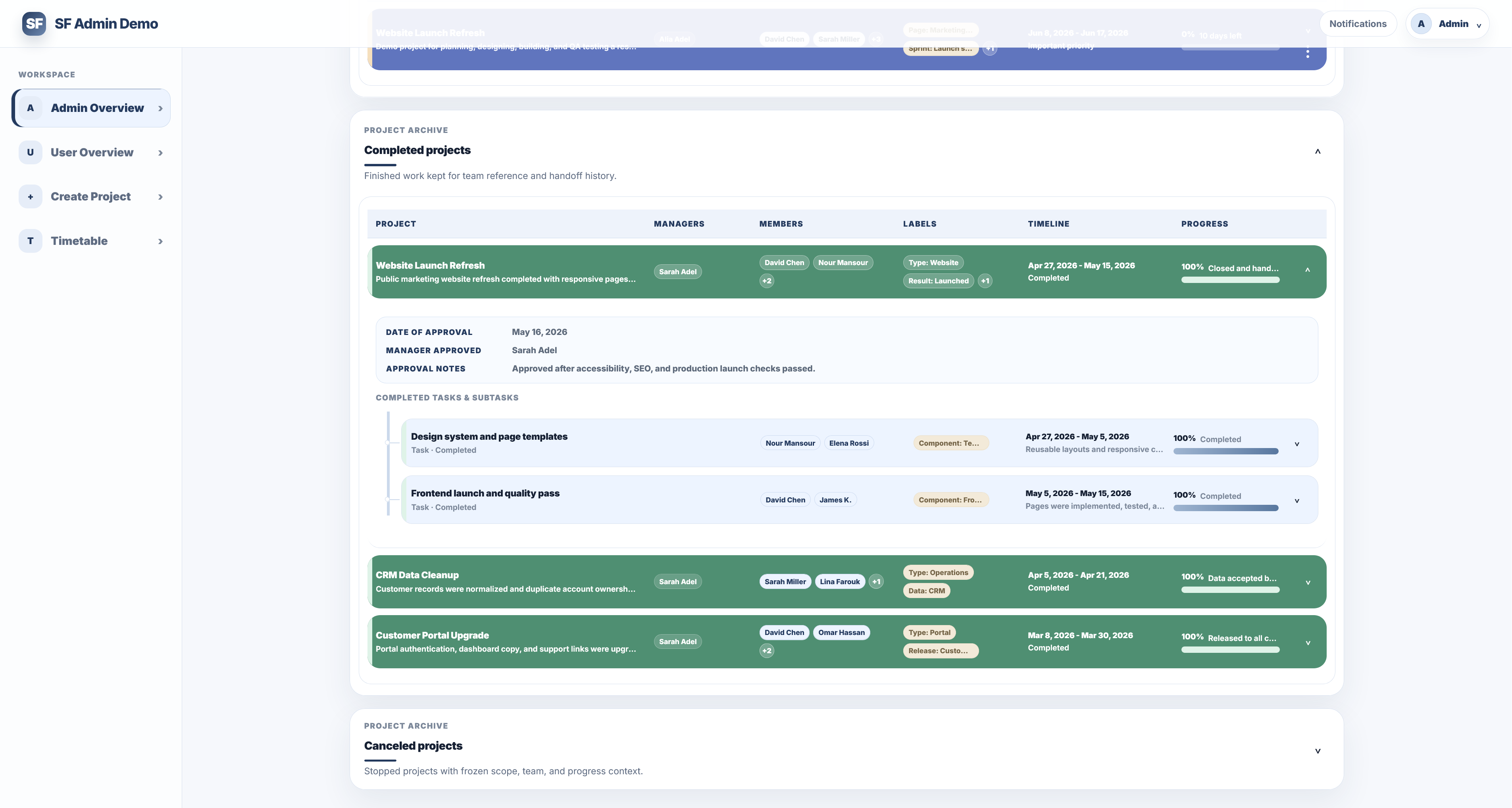 Project and Team Management Web Application